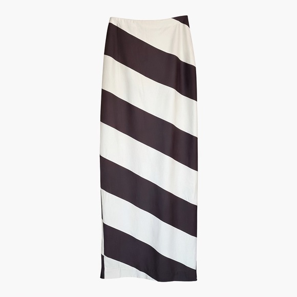 Maeve Anthropologie Striped Column Maxi Skirt Black White Small - Picture 2 of 6